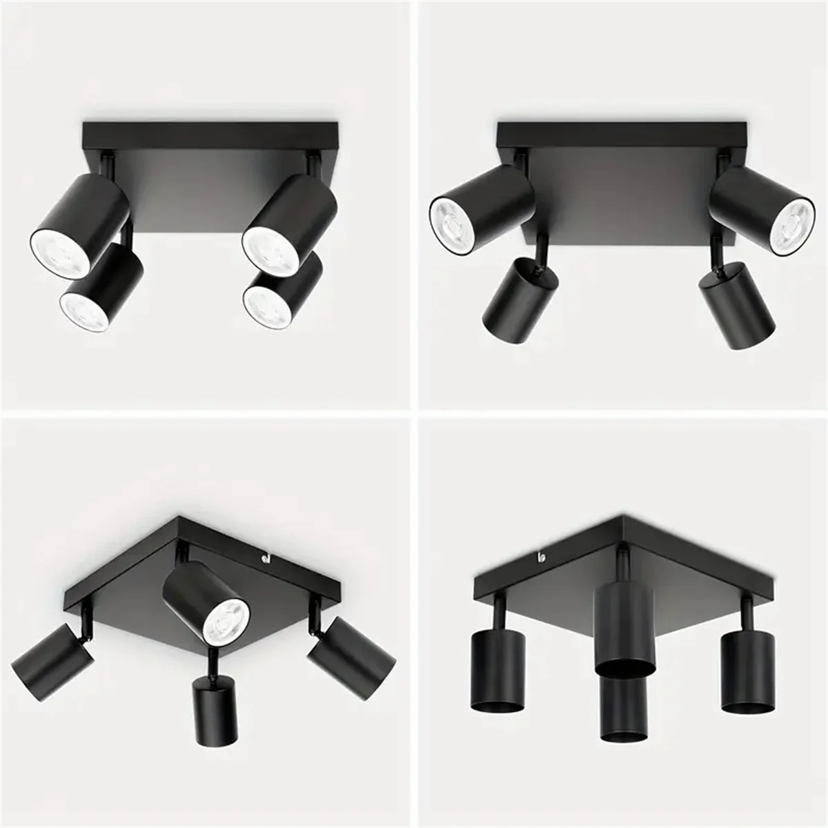 A LED Ceiling Light, 4 Bulbs, Ceiling Spotlight LED Rotatable GU10, Ceiling Spotlight Ceiling Spotlight Black Modern Spotlight C