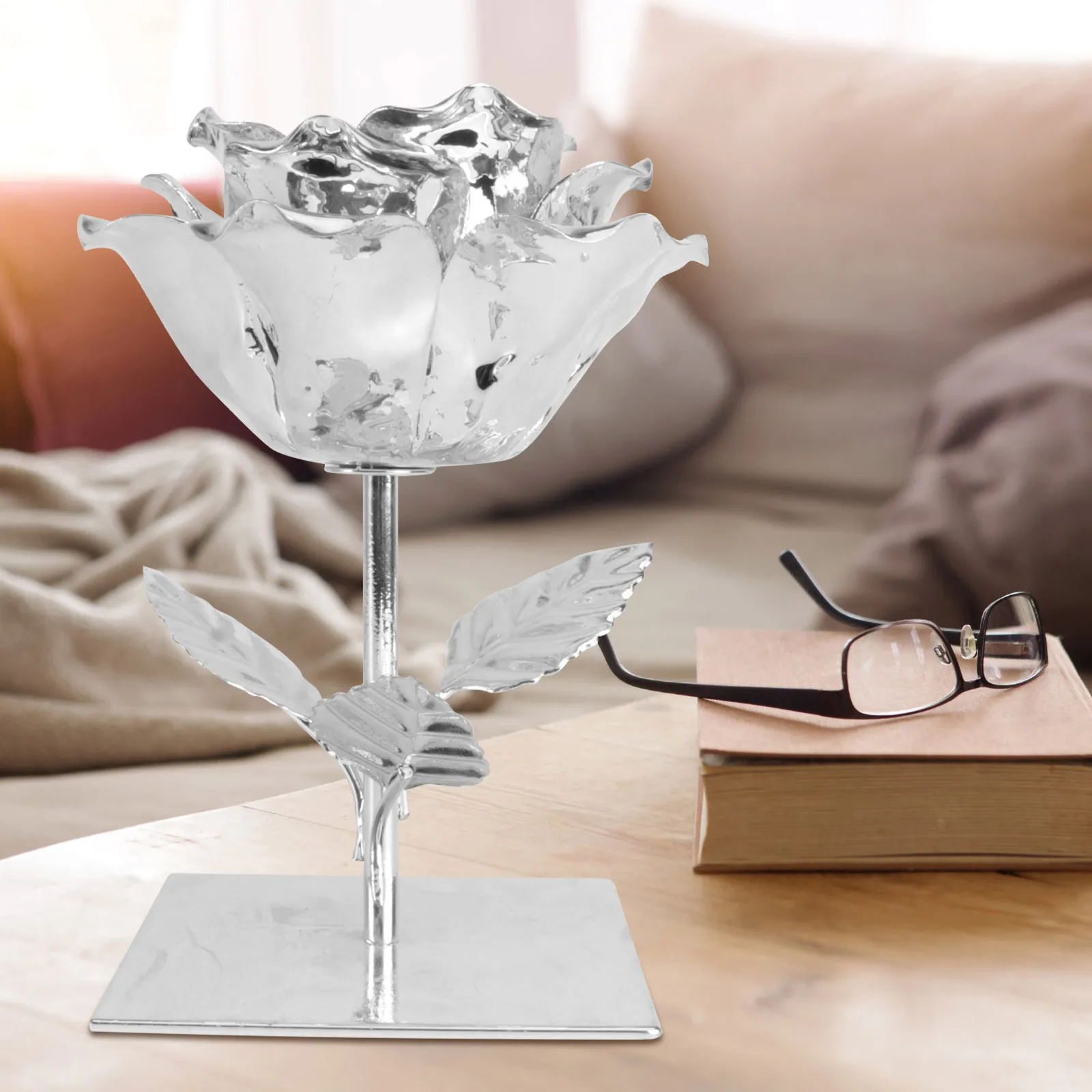 

1Pcs Decorative Iron Art Rose Holder Flower Shape Tealight Stand Wedding Garden Home Table Holder