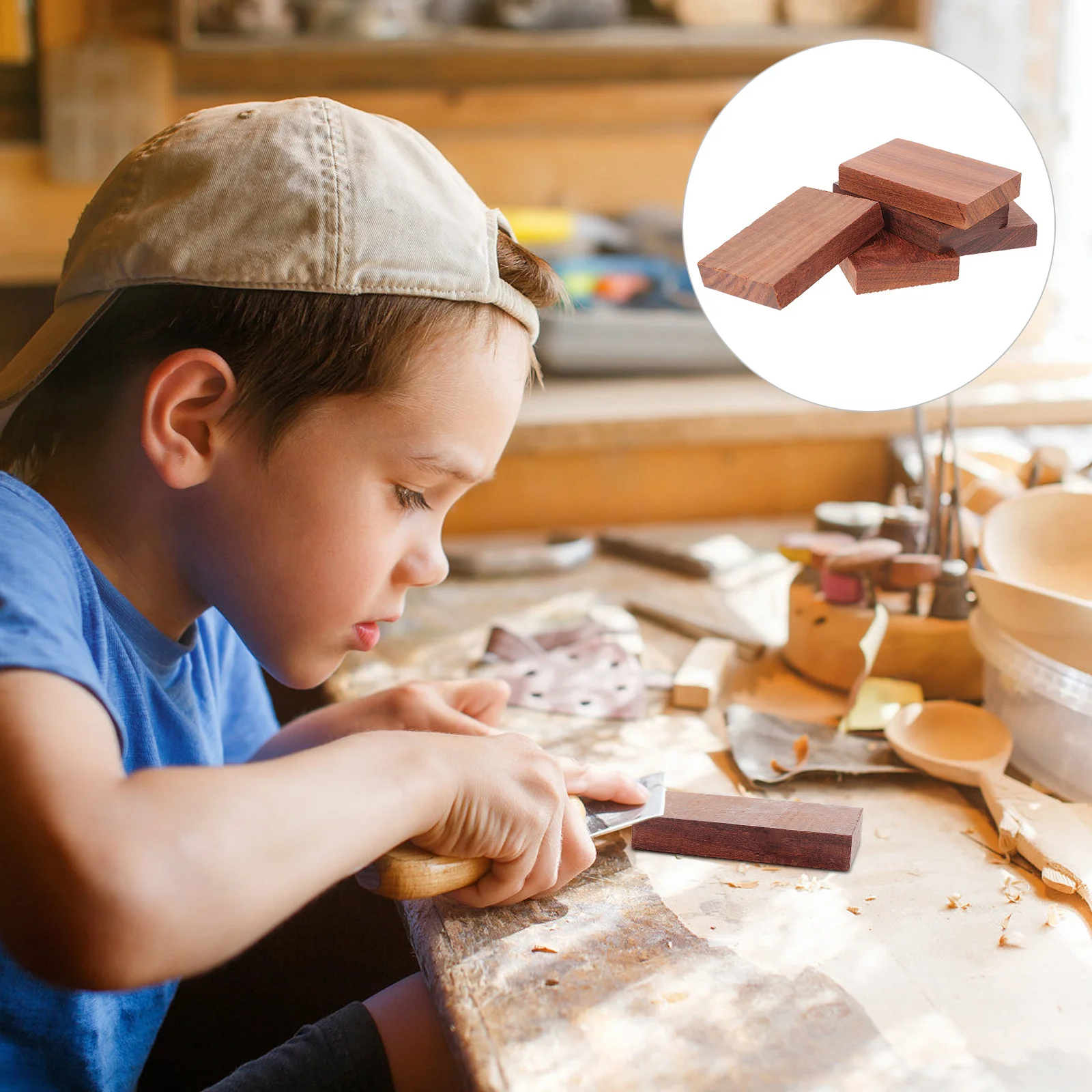 

5Pcs Premium Small Leaf Rosewood DIY Material Strong Durable Safe Wooden Blocks Craft Art Supplies Unfinished Wood Plate