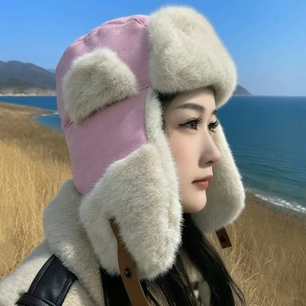 أزياء الصوف الأذن قبعة واقية سميكة يندبروف إيرفلاب قبعة الشتاء حماية الكورية نمط ليو فنغ قبعة التزلج