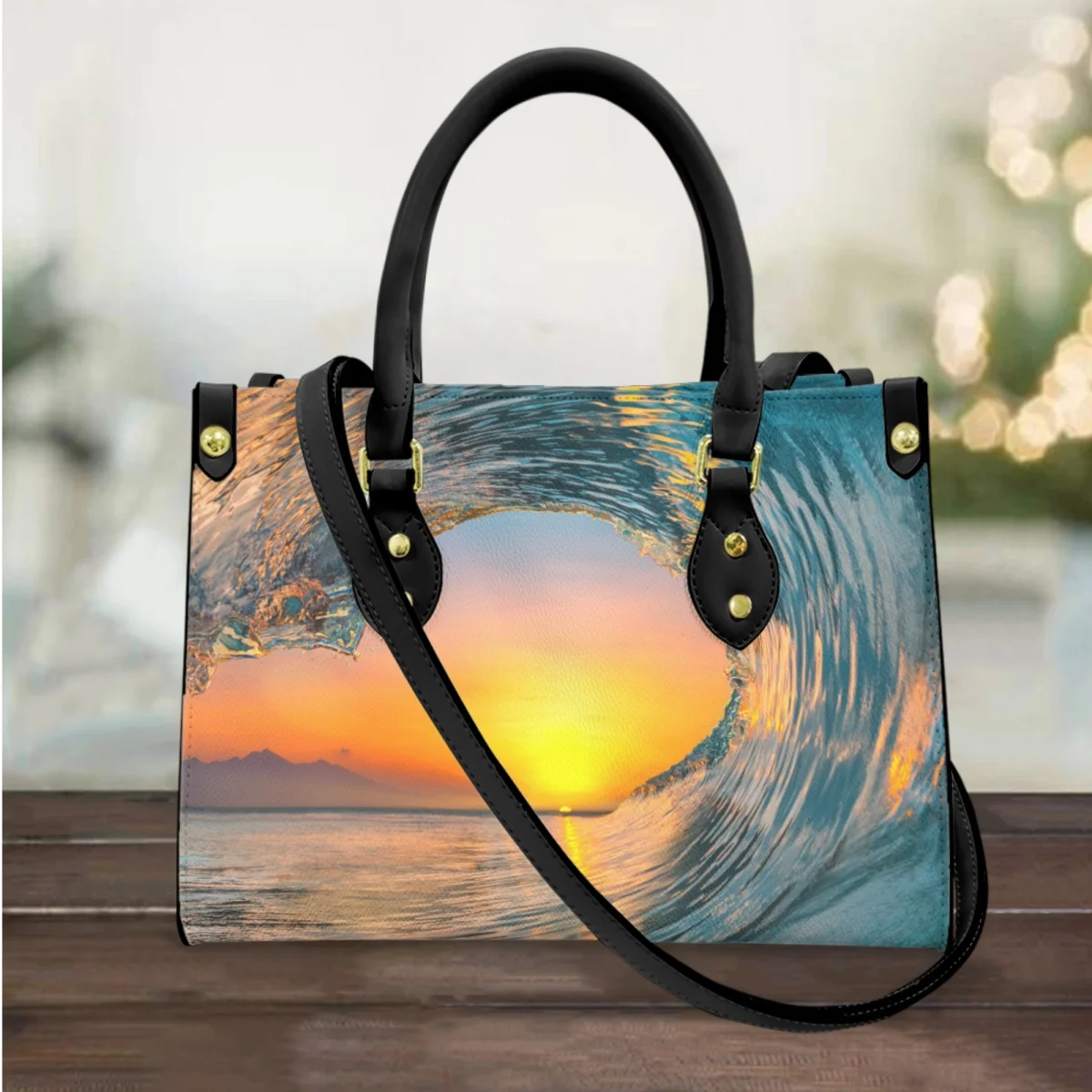 

FORUDESIGNS Landscape Painting Sunset Women's Bags Elegant Female Handbags Storage Makeup Ladies Tote Bags Accessories