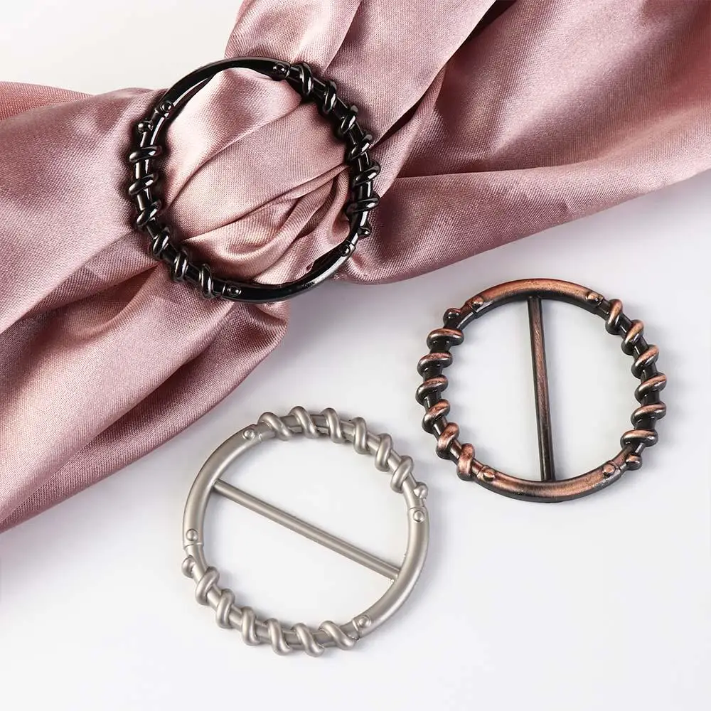 تعديل الخصر الثابتة المفاجئة الملابس الزاوية معقود أبازيم متعددة الوظائف الحجاب وشاح كليب وشاح معدني مستدير مشبك كلاسيكي