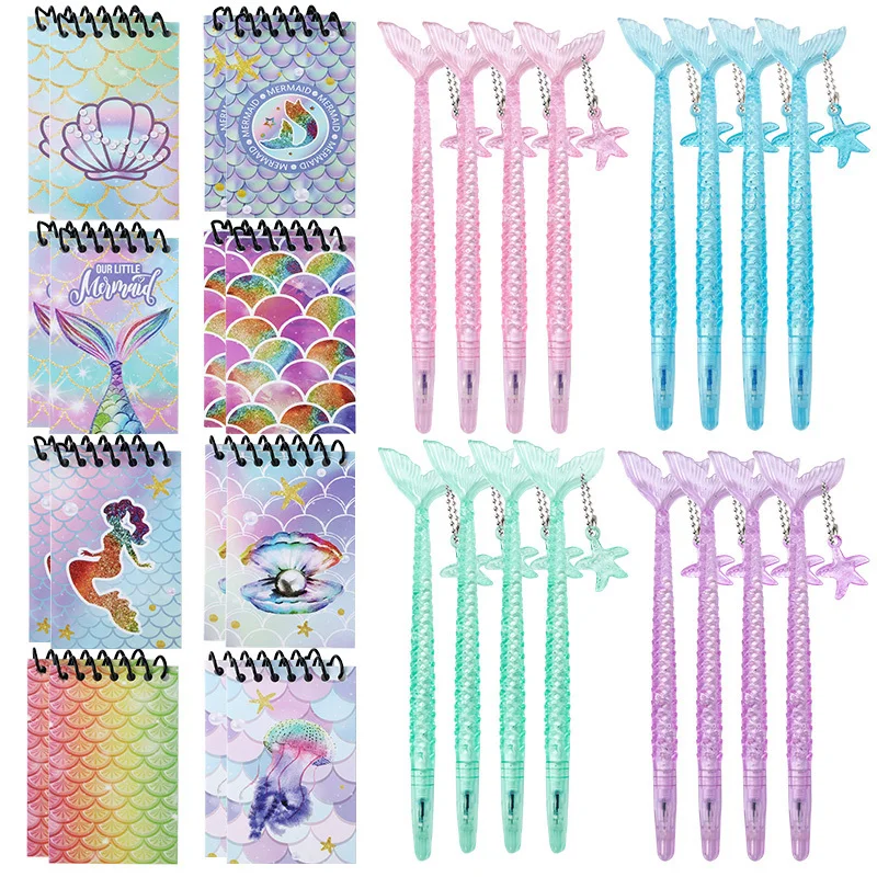 

Mermaid Spiral Notebook Set,Ocean Themed Party Supplies,8 Pen+8 Notebook, Birthday/Graduation Gift,Festival Decor,Random Colors