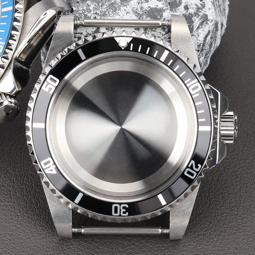 

38mm Men's Waterproof Watch Case Sapphire Glass For NH35 NH36 NH34Movement vintage submariner case Uni-directional Sloping Bezel