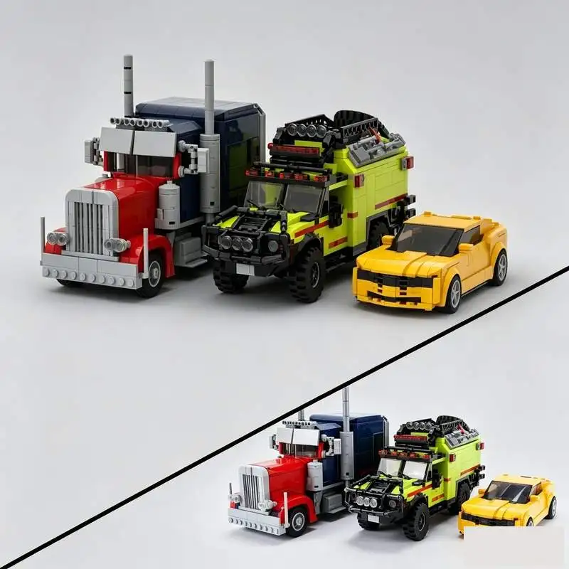 2064PCS Robot Mech Transform Vehicle Bundle MOC Building Blocks Custom DIY Creative Technology Assembly Model Toy Gift Display