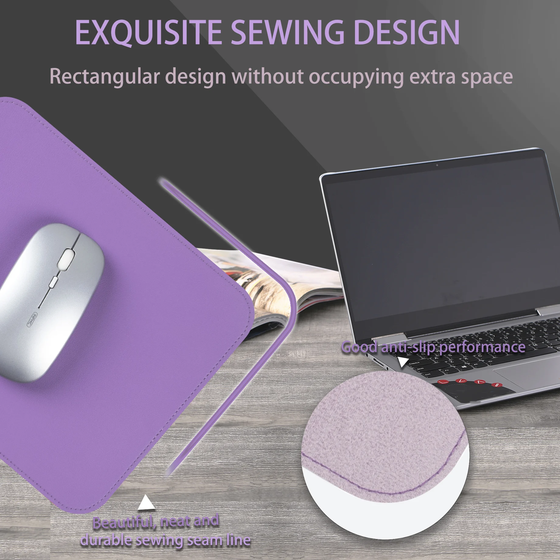 2 Pack Mouse Pads, Ultra Thin Waterproof PVC Leather Mouse Pad,Stitched Edges,Works for Computers, Laptop for Office/Home