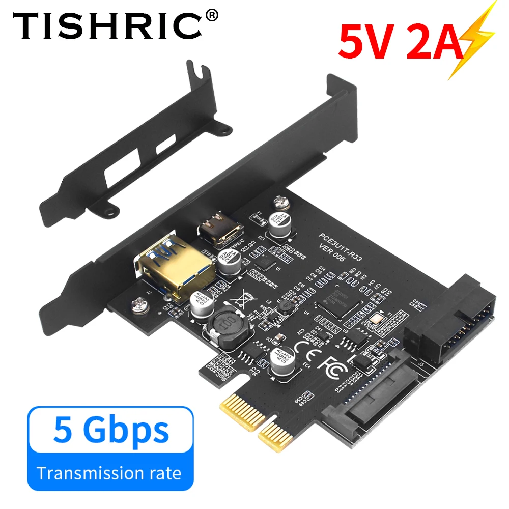 

TISHRIC USB3.2 Gen1 Type-C 19pin PCIE To USB3.2 Type-C Expansion Card D720201 Main Control Multi-port Functions PCBA board