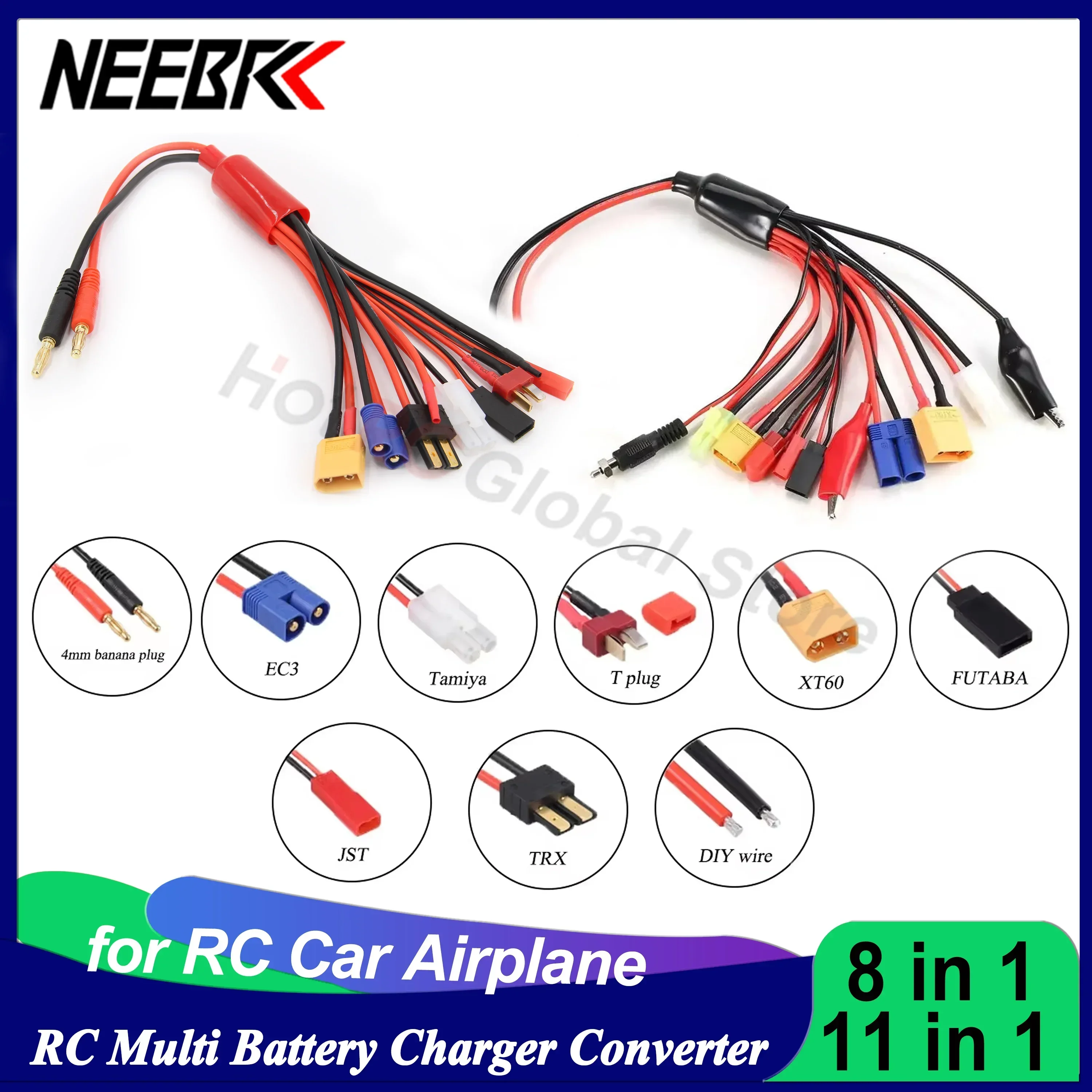 8 in 1 11 in 1 Battery Charger Converter Cable Multi Lipo Adapter Line Futaba T/XT60/Tamiya Plug for IMAX B6 B6AC RC Car Toys