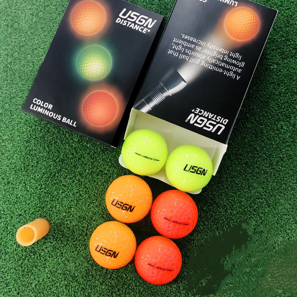 Golf Ball USGN Glow-in-the-dark Golf Ball Two-tier Competition Automatic Light Absorption Night Practice 6-pack Color Light Gift