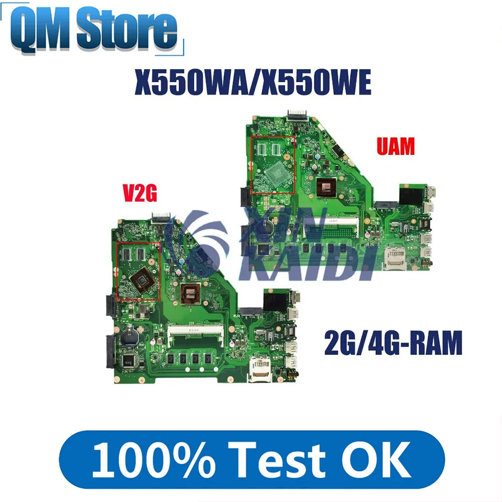 

Laptop motherboard for ASUS X550WE X550WA X550WEK X550WAK X552W Notebook Mainboard E1 E2 A4 EM8110 CPU 4GB RAM Systemboard