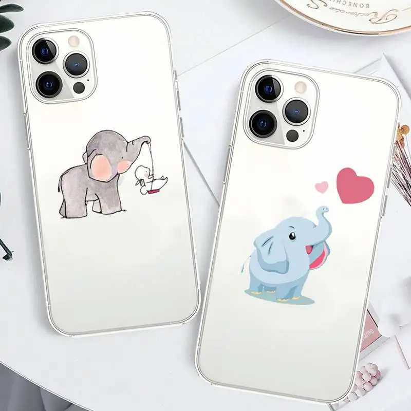 Cute Elephant Phone Case Cover For Samsung A10s A20S A30S A50S A10A 12 A20 A20E A40 A30 A50 A70 A31 A51 A71 Transparent