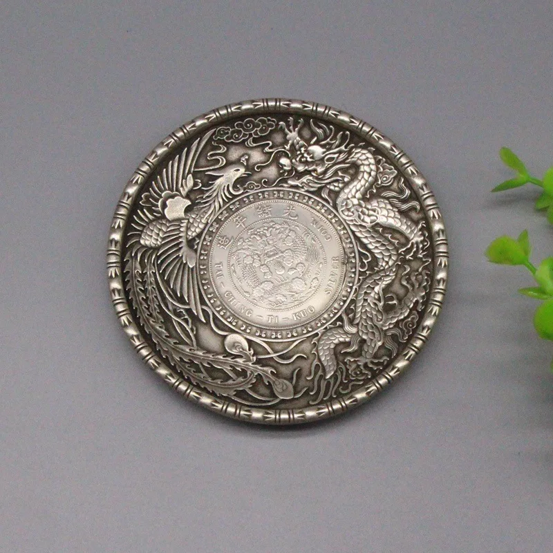 Antique Factory Wholesale Antique Pieces Bronze Crafts White Copper Copper Wire Saucer Ashtray Writing-Brush Washer One Piece Dr