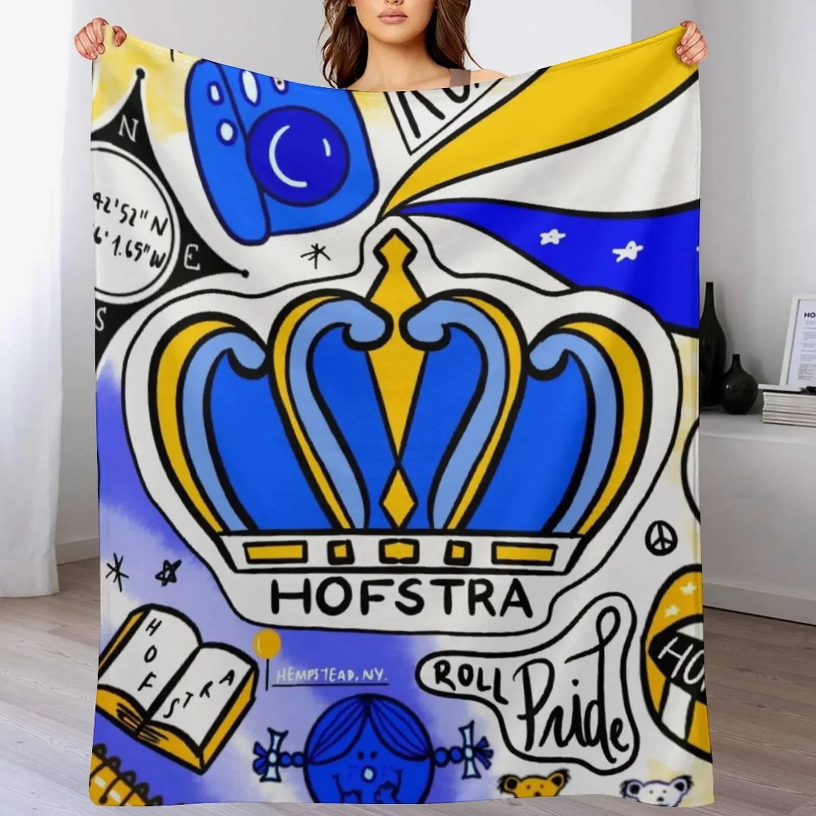 

Hofstra Throw Blanket Color Fast Cozy Throw Blanket
