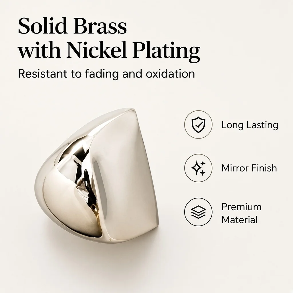 Sleek Titanium Silver Drawer Handles Nickel Plated Brass for Modern Cabinets and Wardrobes