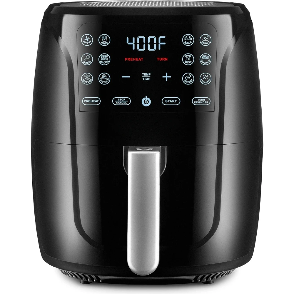 6 Quart Air Fryer Oven 12 1-Touch Cooking Presets 1500w Power Multifunction Air Fryer and Stainless Steel Accents