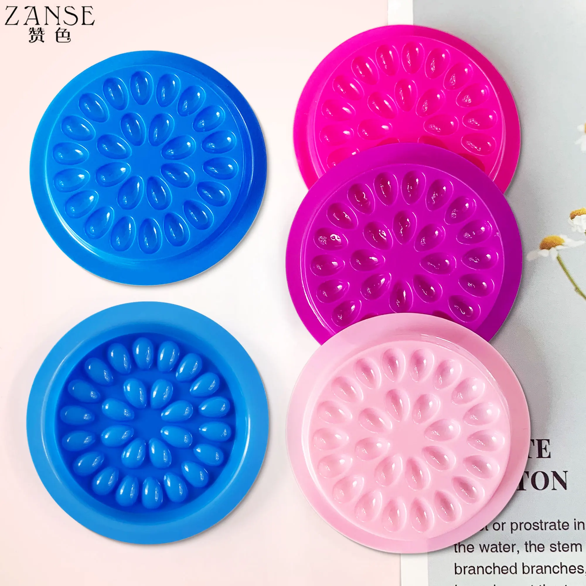 ملصق حامل رموش زهور بلاستيكي للاستعمال مرة واحدة ، لوح لاصق لاصق لإطالة رموش العين ، أدوات مكياج ، بلون رموش #4