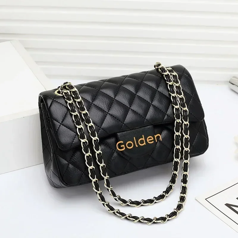 2024 Fashion luxury brand designer cowhide handbag ladies rhombus chain bag leather shoulder messenger bag