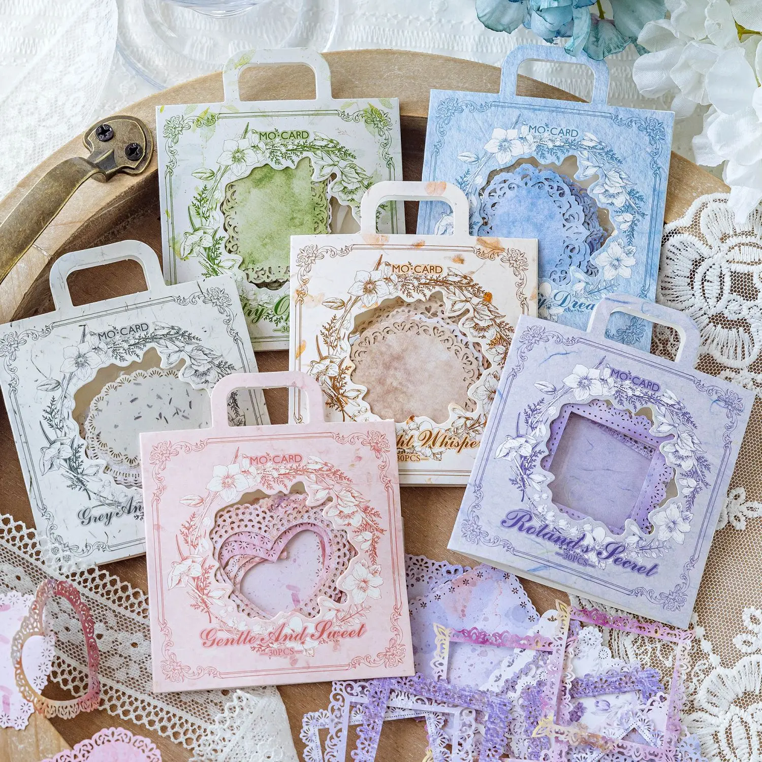 Lace Night Series Vintage Lace Flower Border Hollow Landscape Material Paper Creative DIY Junk Journal Collage Stationery