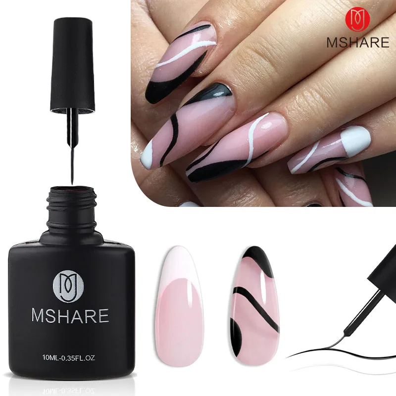 MSHARE Liner Gel Polish Swirl Nail Art Gel 10ml White Color Paint for Nails Built Thin French Line Brush Pens Soak Off DIY Gels