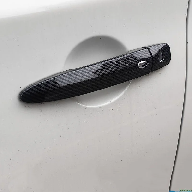 For Nissan Sentra B17 2013-2019 Carbon Fiber Glossy Black Car Door Handle Cover Sticker Styling Accessories