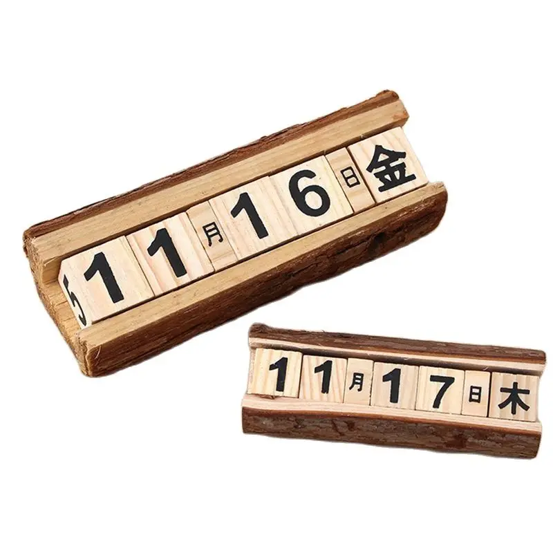 DIY Wood Block Perpetual Calendar Month Date Display Desktop Calendar Wood Calendar Fashion Home Office Decoration Gift