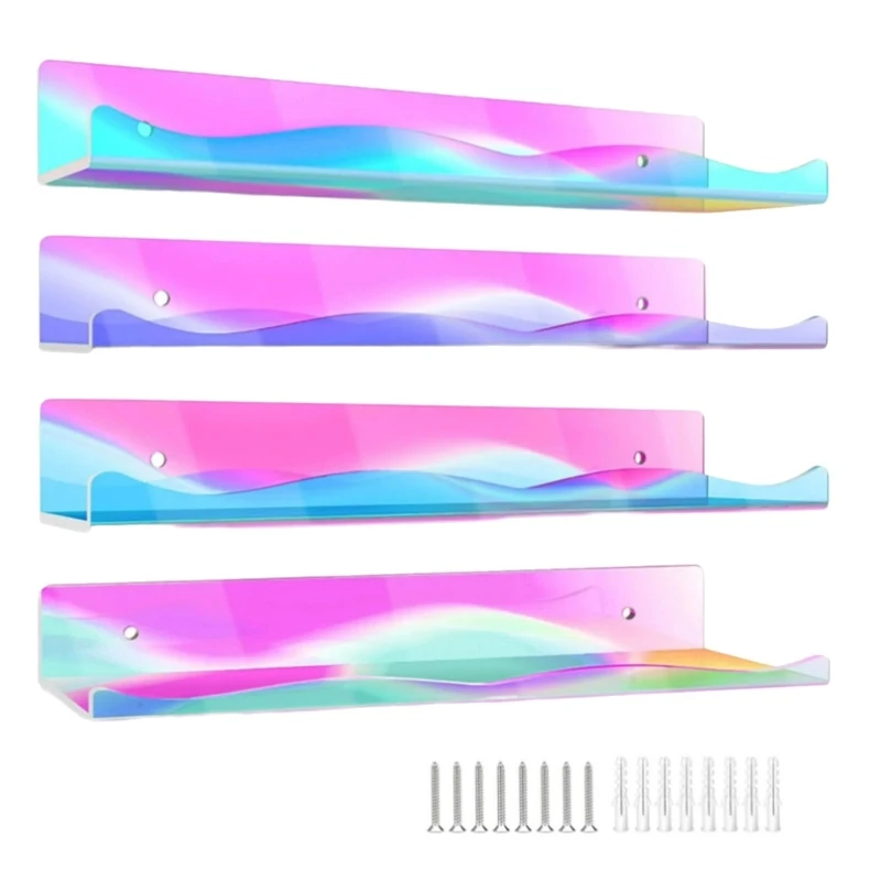 

Bright Acrylic Floating Ledges Nursery Bookshelves, Bathroom Bedroom Organizers