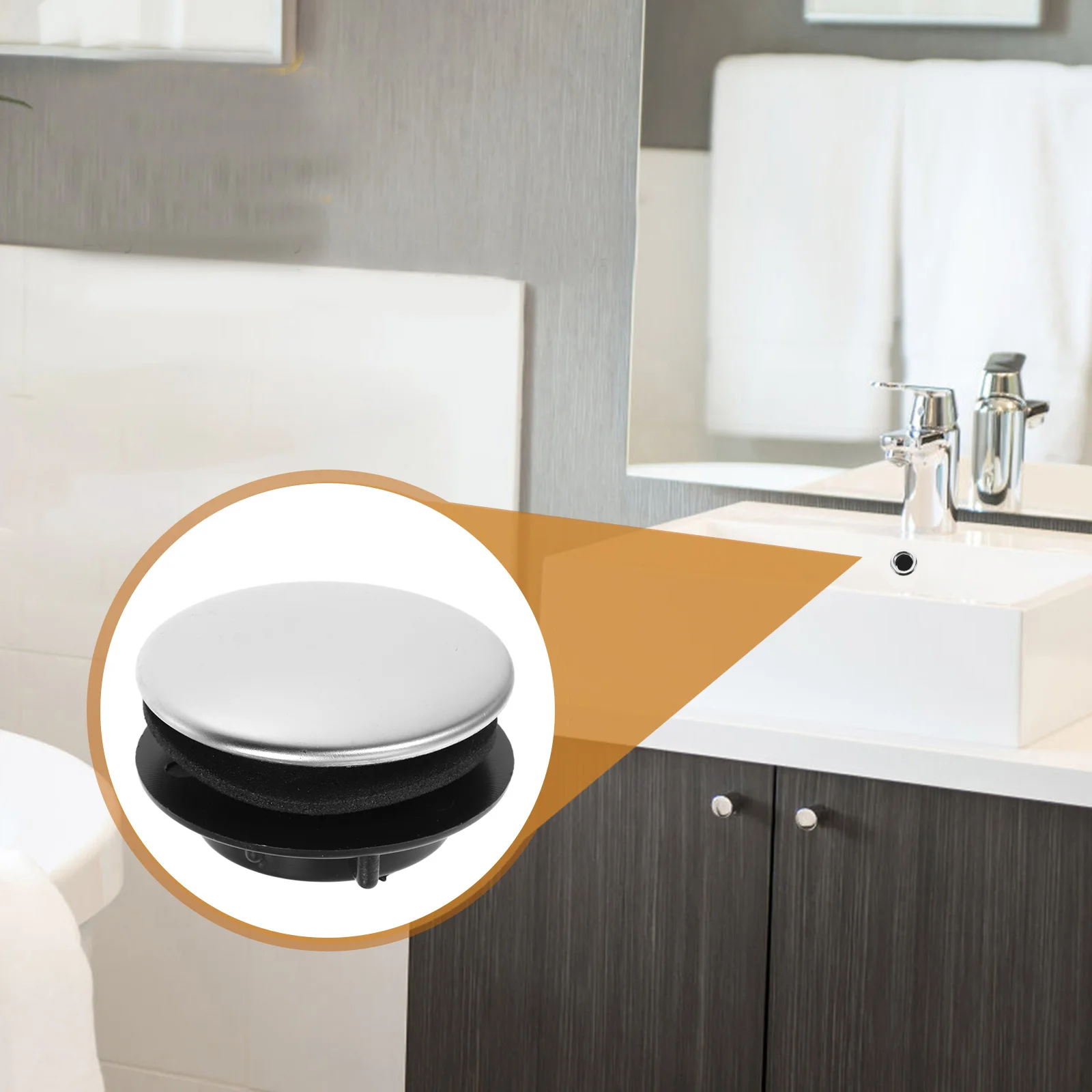 

2 Pcs Sink Hole Cover Bathroom Round Plug Kitchen Counter Stainless Steel Double Drain Silver Basin