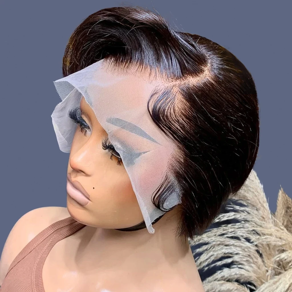 

Pixie Cut 13x4 Transparent Lace Front Wigs Human Hair Wig For Women Short Bob Wig Brazilian Straight Lace Frontal Wigs 180%