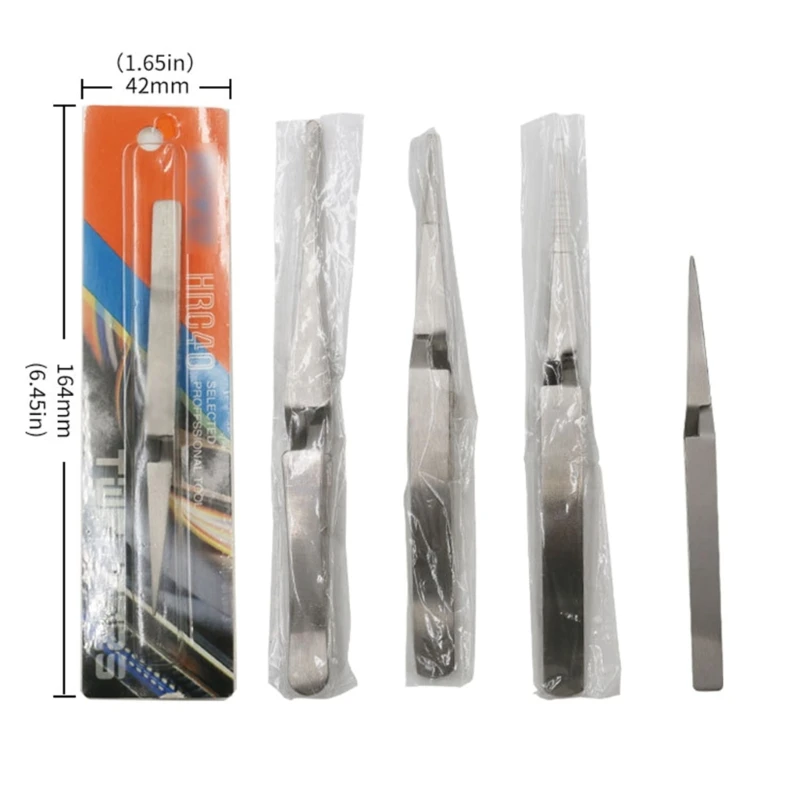 Cross Lock Stainless Steel High-precision Tweezers Reverse Action Tweezers Maintenance Hand Tools for Household KXRE