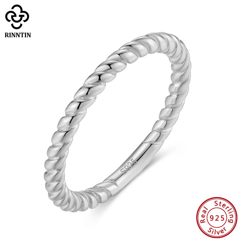 

Rinntin Simple 925 Sterling Silver Twisted Thin Stackable Small Finger Ring For Women Vintage Classic Fine Jewelry Gifts APR24