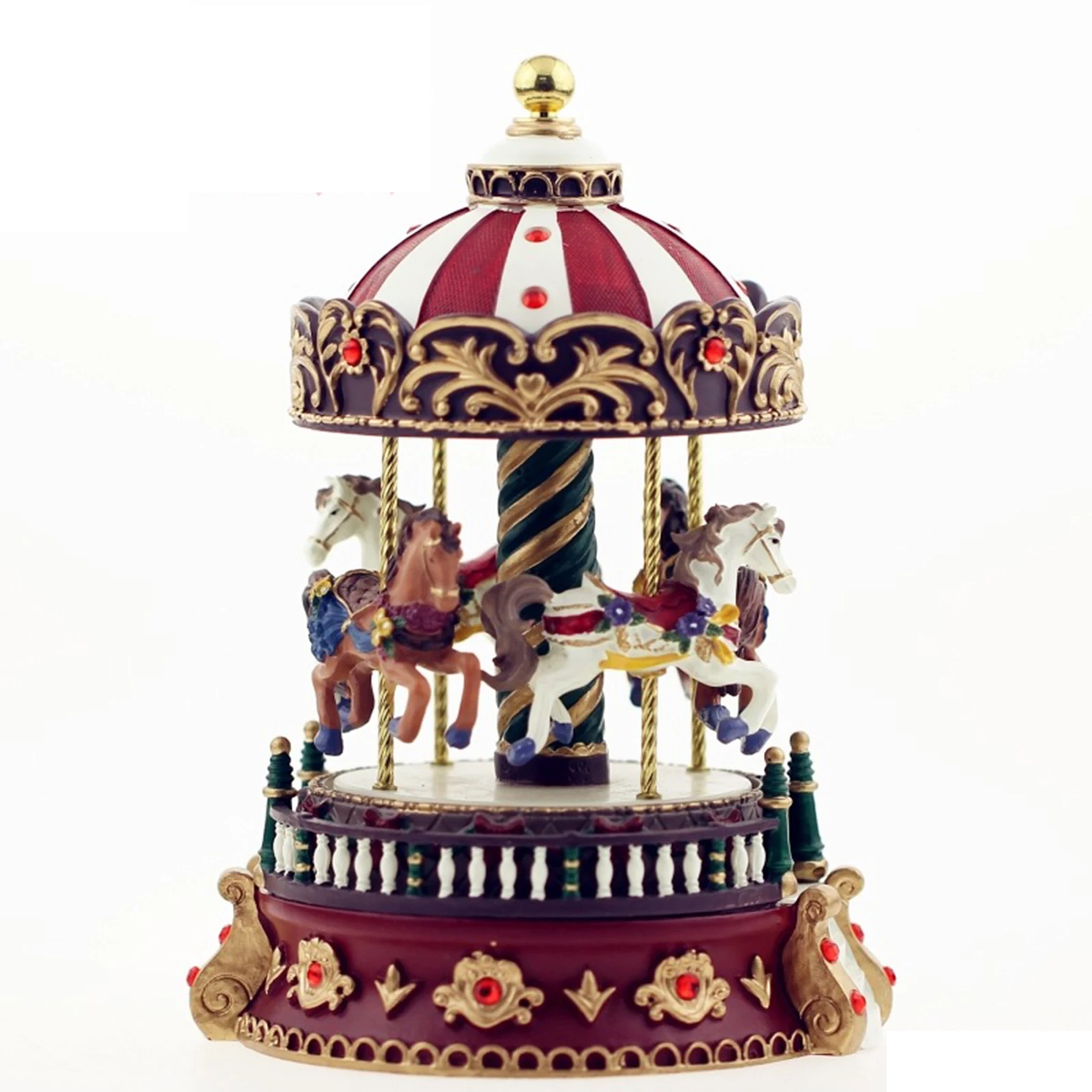 

[Vintage Carousel Music Box] 18-Tone Rotating Vintage Carousel Music Box | Hand-Painted Resin Craft for Christmas&Birthday Gift