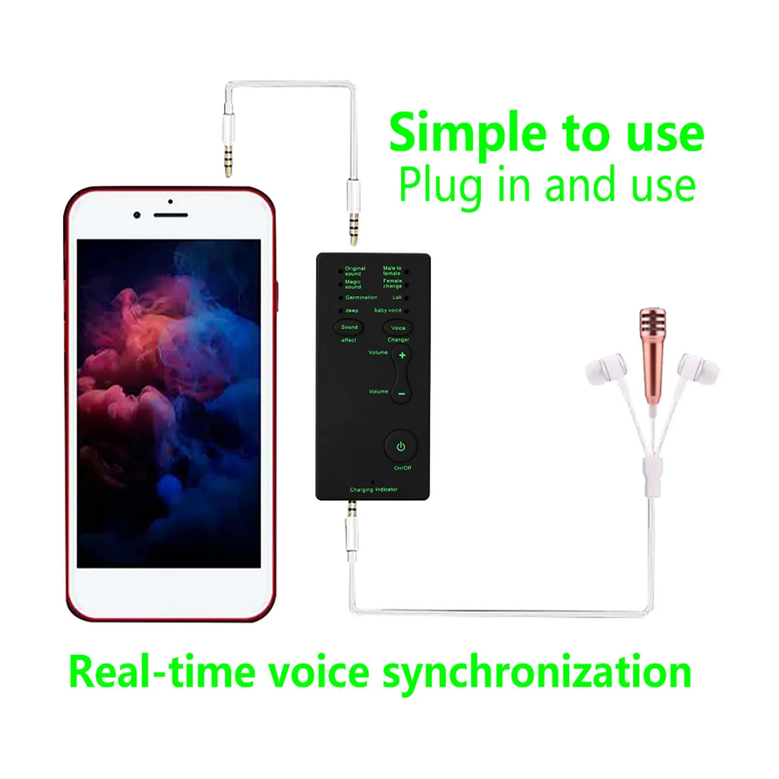Portable Mini Voice Changer for Live Streaming, Compatible with Mobile Phones and Computer Sound Cards, External Sound Card
