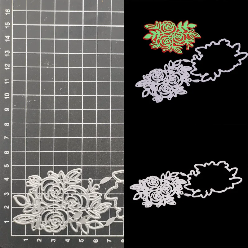 

Rose Leaves Patal Metal Cutting Dies Stencil Scrapbook Diy Album Stamp Paper Card Embossing Decor Craft Knife Mould