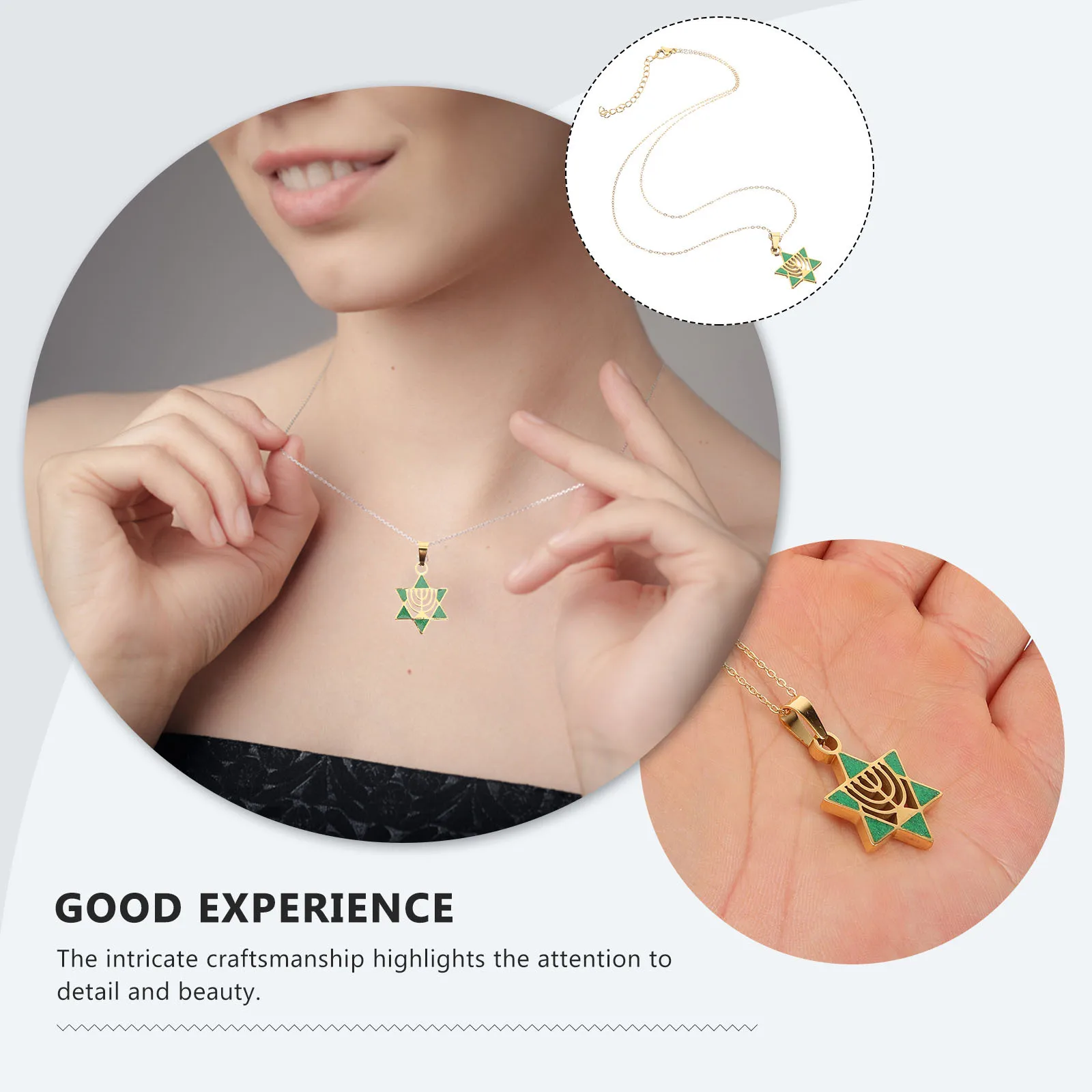 

Stainless Steel Hexagram Pendant Necklace Women Dainty Hexagonal Charm Jewelry Israeli Cultural Gift Hexagram Pendant