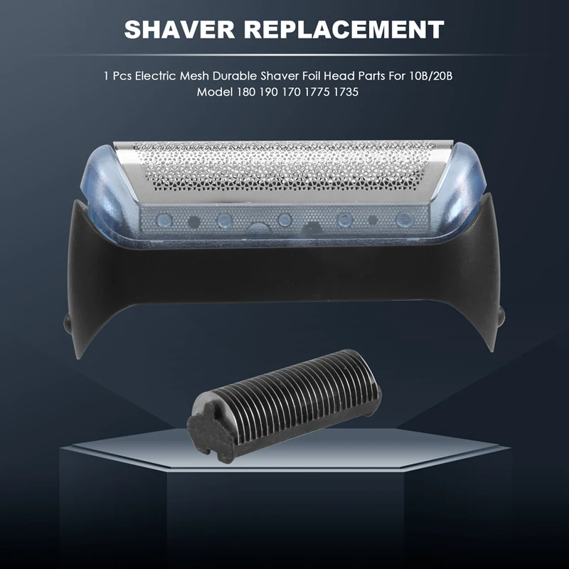 ชิ้นส่วนหัวฟอยล์เครื่องโกนหนวดไฟฟ้าตาข่ายไฟฟ้าทนทาน1ชิ้นสำหรับ Braun 10B/20B รุ่น180 190 170 1735 1775