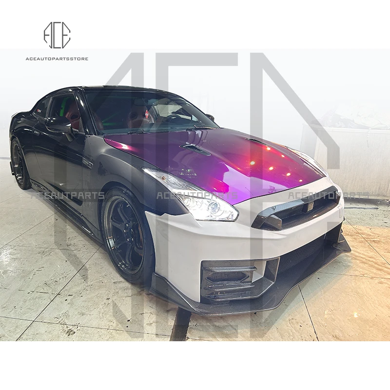 GTR35 New NISMO Style Carbon Fiber Fiber Body Kit For Nissan GTR 35 08-16 Bodykit With Front Rear Bumper Side Skirt Spoiler Base