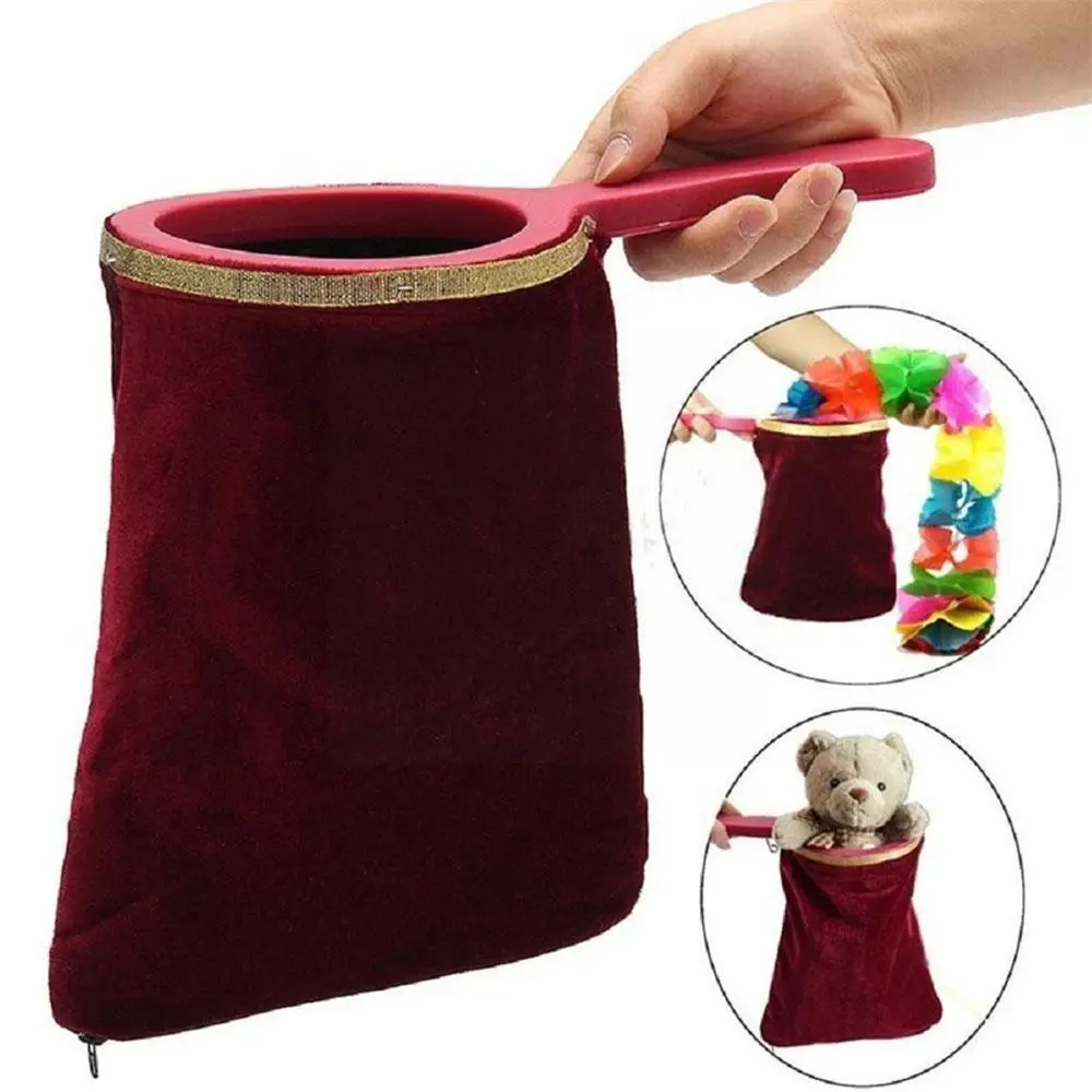 1PCS Twisting Velvet Fabric Change Handle Disappear Appear Things Magic Bag Children Magic Trick Props Gift