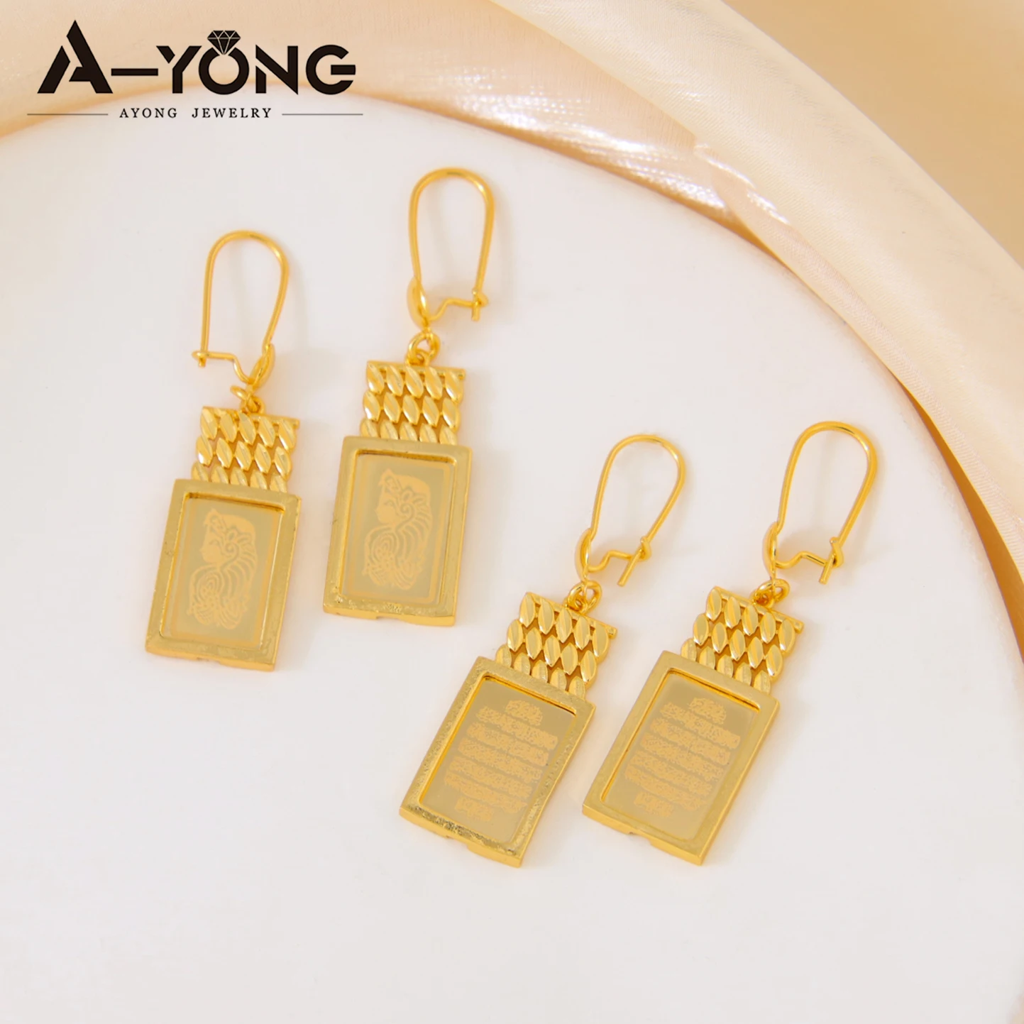AYONG Arab Luxury Dangle Earrings 21K Gold Plated Dubai Elegant Drop Earring for Women Fashion Wedding Party Jewelry Gift