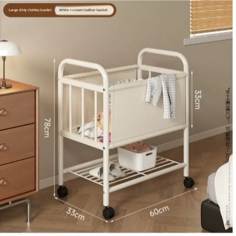 Bathroom Basket Rolling Cart Storage Cart Rolling Storage Cart Handcart Movable Dirty Laundry Cart Storage Trolley Carbon Steel