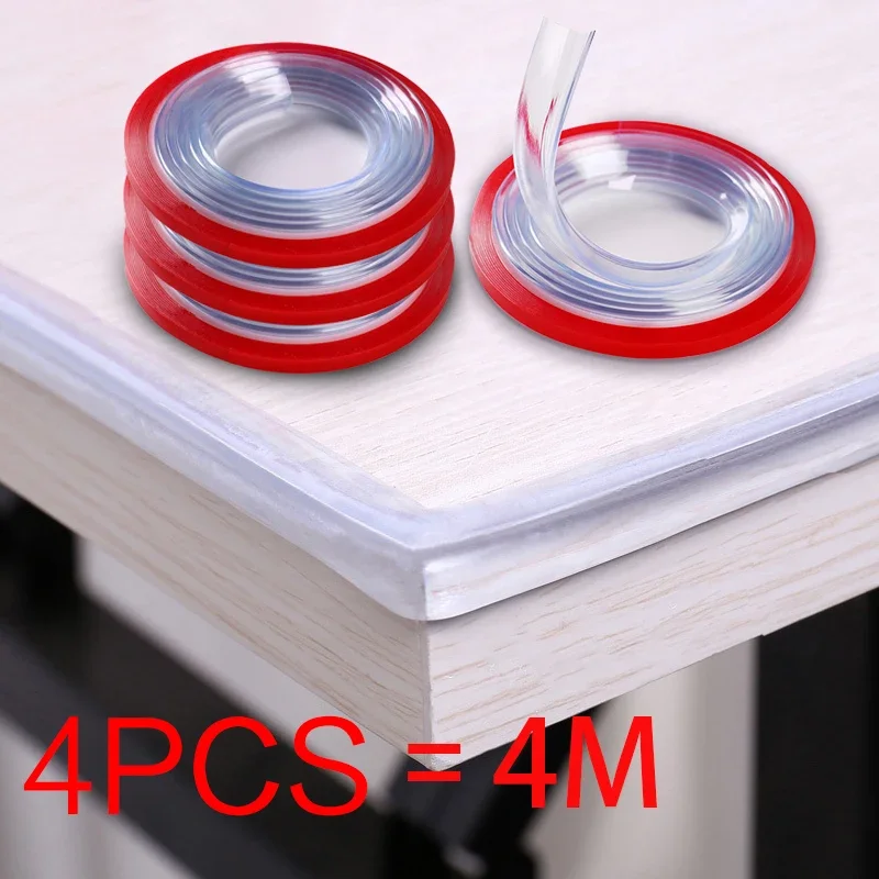 Bord de Table de sécurité pour bébé, 4 pièces, bord de bureau Transparent, bande de Protection d'angle pour bébé, Protection anti-Collision, pare-chocs adoucissant doux