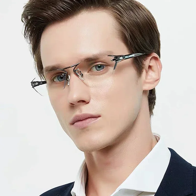 Square Rimless Belt Legs Reading Glasses Frame for Men Women Luxury Brand Business Presbyopia Eyeglasses Prescription Eyewear 5