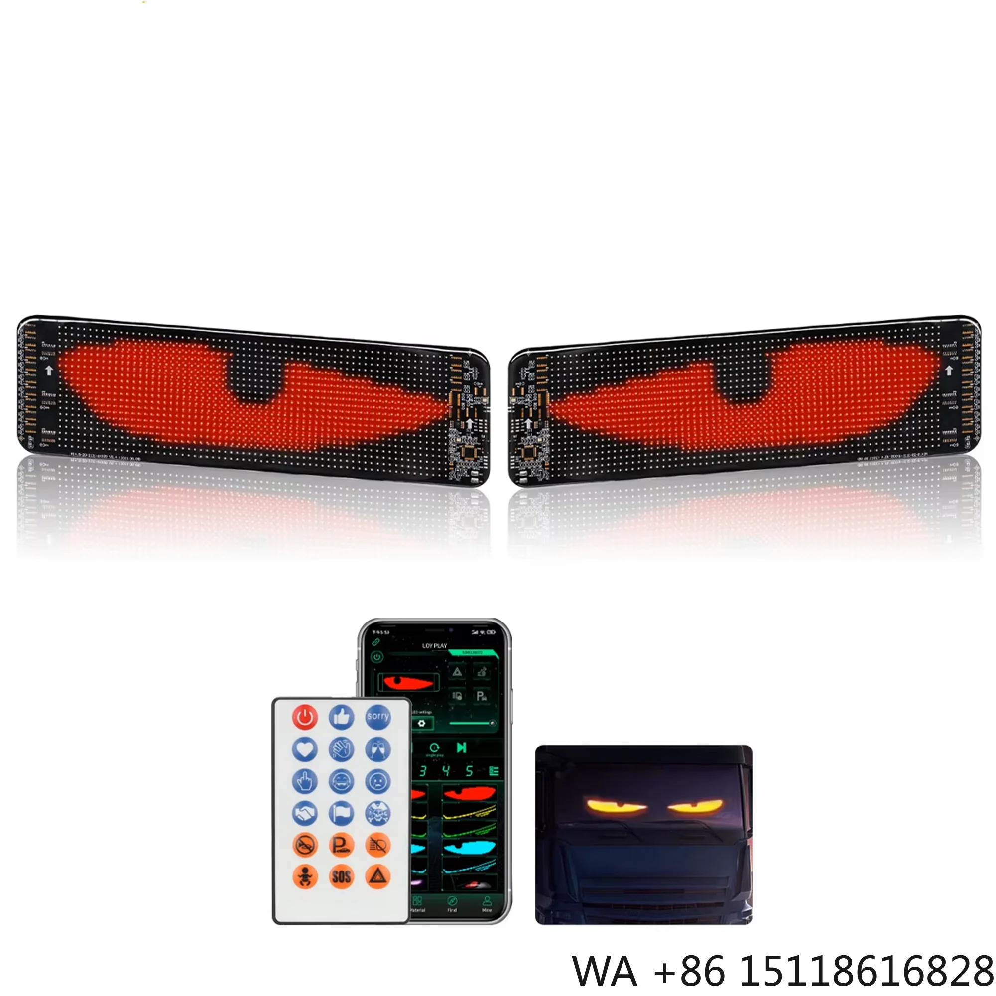 64*20Car Accessories Led Matrix Pixel Panel Diy RGB App+Remote Control Programmable Devil Eyes Indicator Light Truck Led Lights