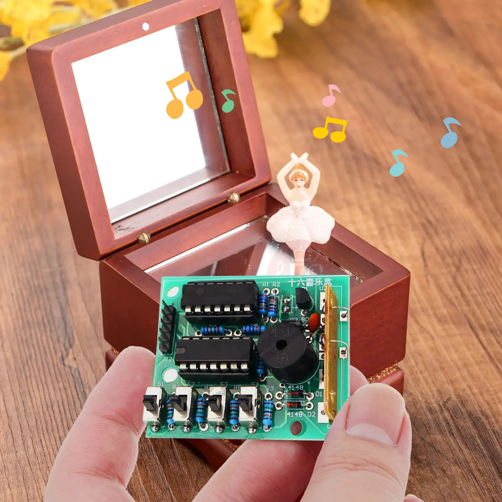 

1Set Soldering Practice Circuit Board for DIY Music Box Electronic Components 16 Sound Manual Encoding Doorbell Alarm