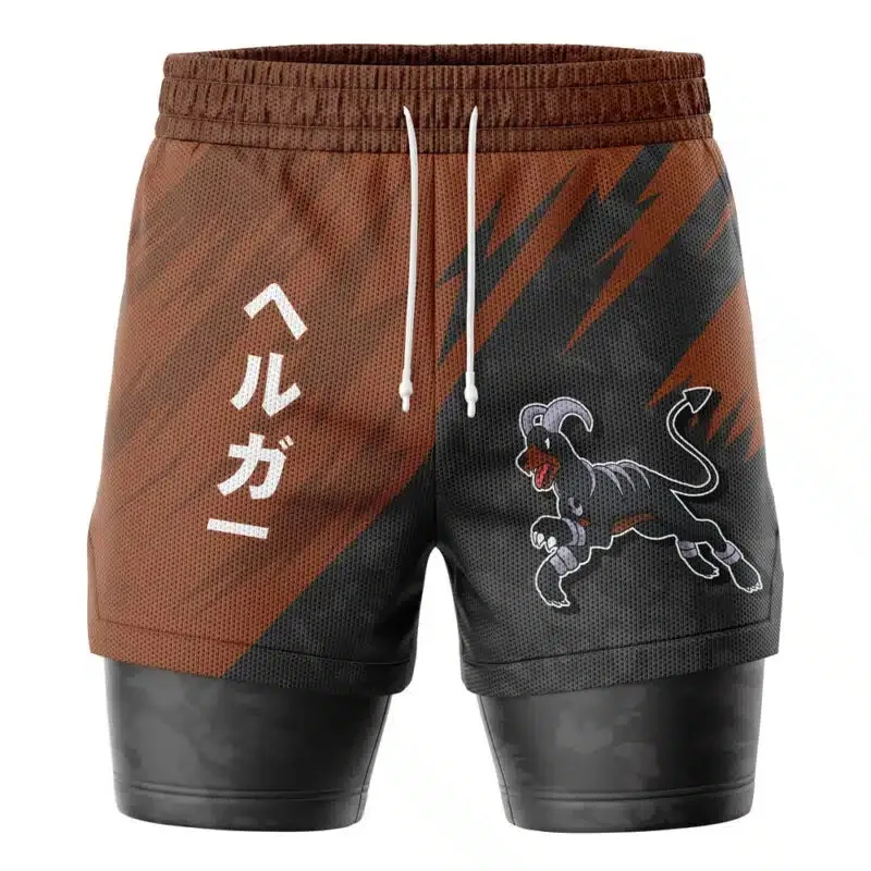 Summer Cartoon Chinese Theme Fitness Men's Fake Two Piece Breathable Shorts Series