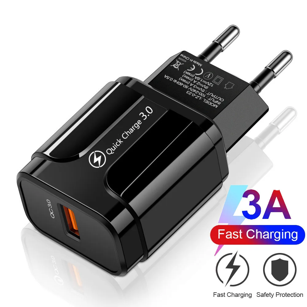 18W USB Charger QC 3.0 Fast Phone Charger EU/US Plug Wall Mobile Phone Charger Adapter Quick Charger For iPhone Samsung Xiaomi