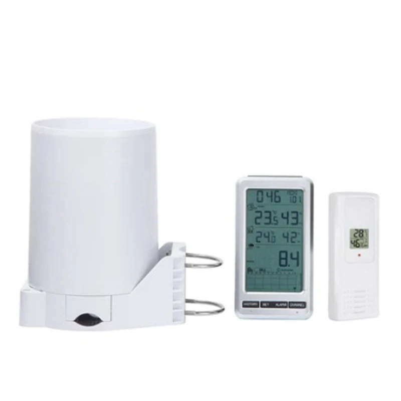 Wireless Digital Rain Gauge With Self-Emptying Collector 3-In-1 Weather Station Rainfall History Alerts EU Plug