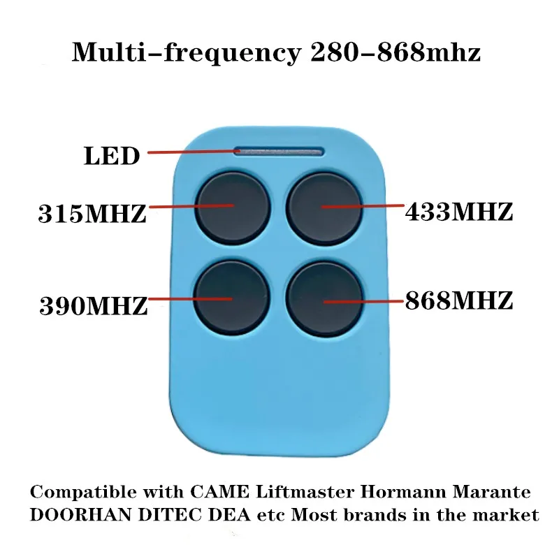 Garage Door Remote Control Duplicator 286MHz-868MHz Multi-Frequency Code Grabber Clone Gate Key Fob Command Hand Transmitter