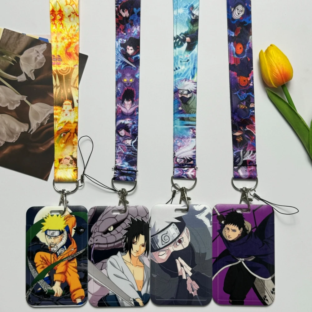 Naruto ID Card Holder Neck Strap Pendant Cool Boys Door Badge Holder Lanyards Keychain Men Work Credential Case Gift