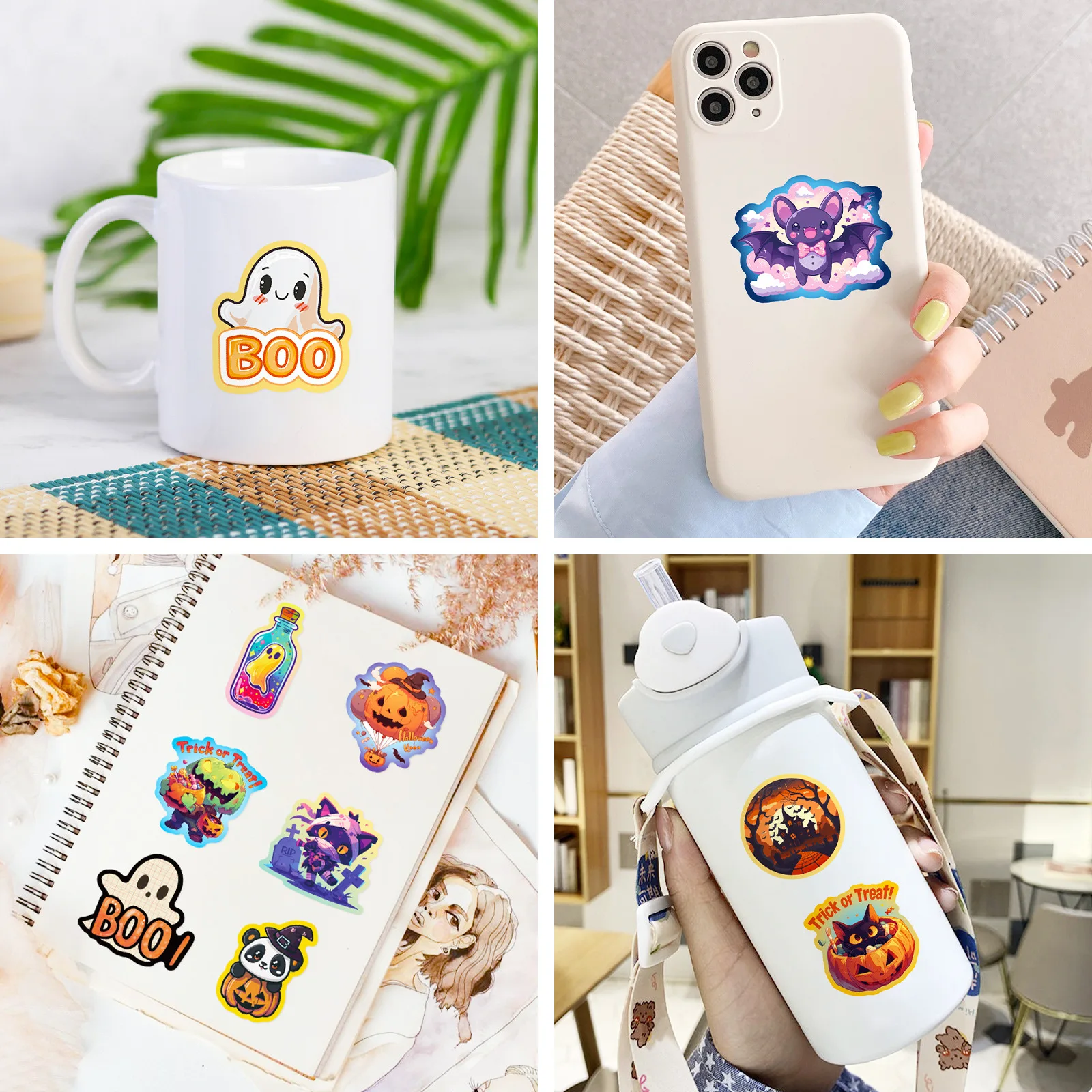 50Pcs Cute Halloween Vinyl Stickers for Kids Halloween Stickers for WaterBottles Waterproof Stickers for Halloween