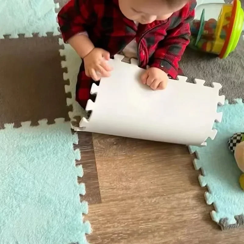 10Pcs Plush Children Play Mat Soft Interlocking Eva Foam Tiles Anti Slip Puzzle Carpet Kids Room Floor Mat Baby Safety Play Toy view 4